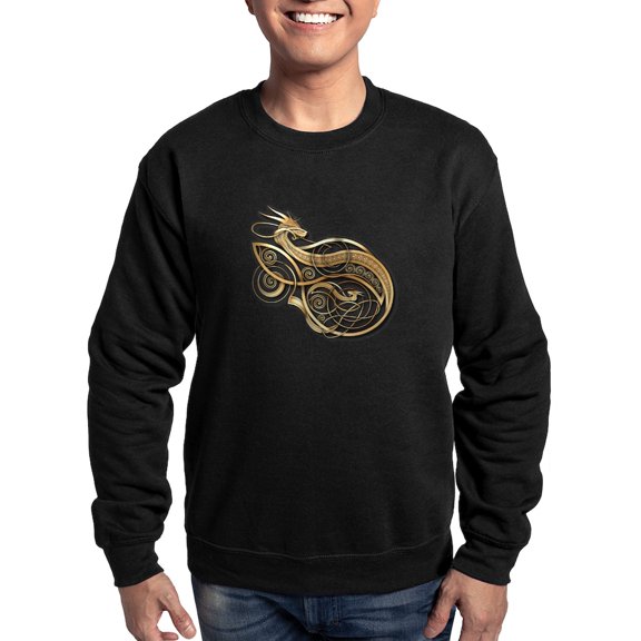 CafePress - Gold Norse Dragon Sweatshirt (Dark) - Classic Crew Neck Sweatshirt