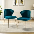 thumbnail image 4 of Home Velvet Dining Chairs Set of 2 Upholstered Wingback Accent Side Chairs Metal Legs Living Room Kitchen Teal, 4 of 8
