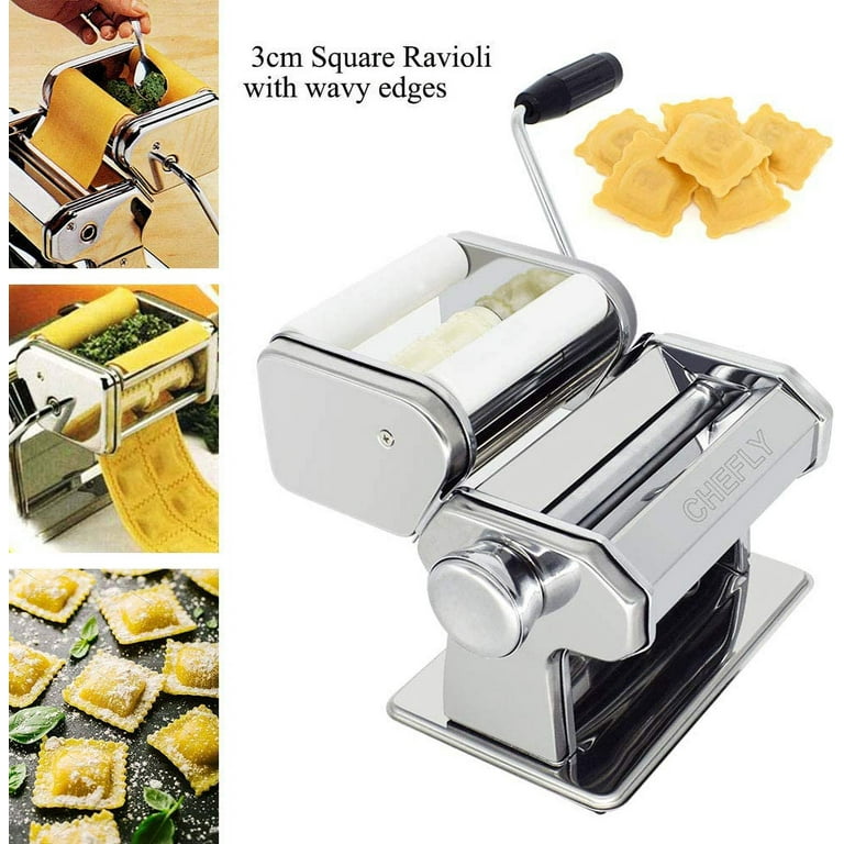 CHEFLY Pasta & Ravioli Maker Set All in one 9 Thickness Settings for Fresh  Homemade Lasagne Fettuccine Spaghetti Dough Roller Press Cutter Noodle  Making Machine P1802 