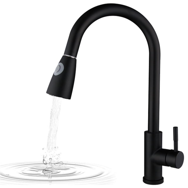 Amdohai Pull Out Kitchen Faucets with 2 Spray Modes High Arc Bathroom