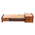 thumbnail image 4 of Wuzstar Bamboo Computer Monitor Stand Riser Desk Organizer Stand Laptop Shelf w/ 3 Storage Drawer, 4 of 11