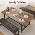 thumbnail image 7 of TROPOW Dining Table Set for 4-6, 3 Piece Large Extendable Kitchen Table Set for 6, Rectangle Kitchen Table Set with 2 Upholstered Benches for Apartment, Dining Room, Space Save, Retro Brown, 7 of 7