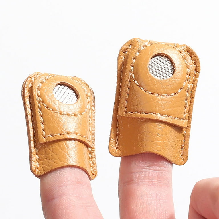 Sewing Thimble Finger Protector, Leather Thimble Sewing Thimble Finger  Protector with Coin Thimble Pad for Hand Sewing Quilting Knitting(M)