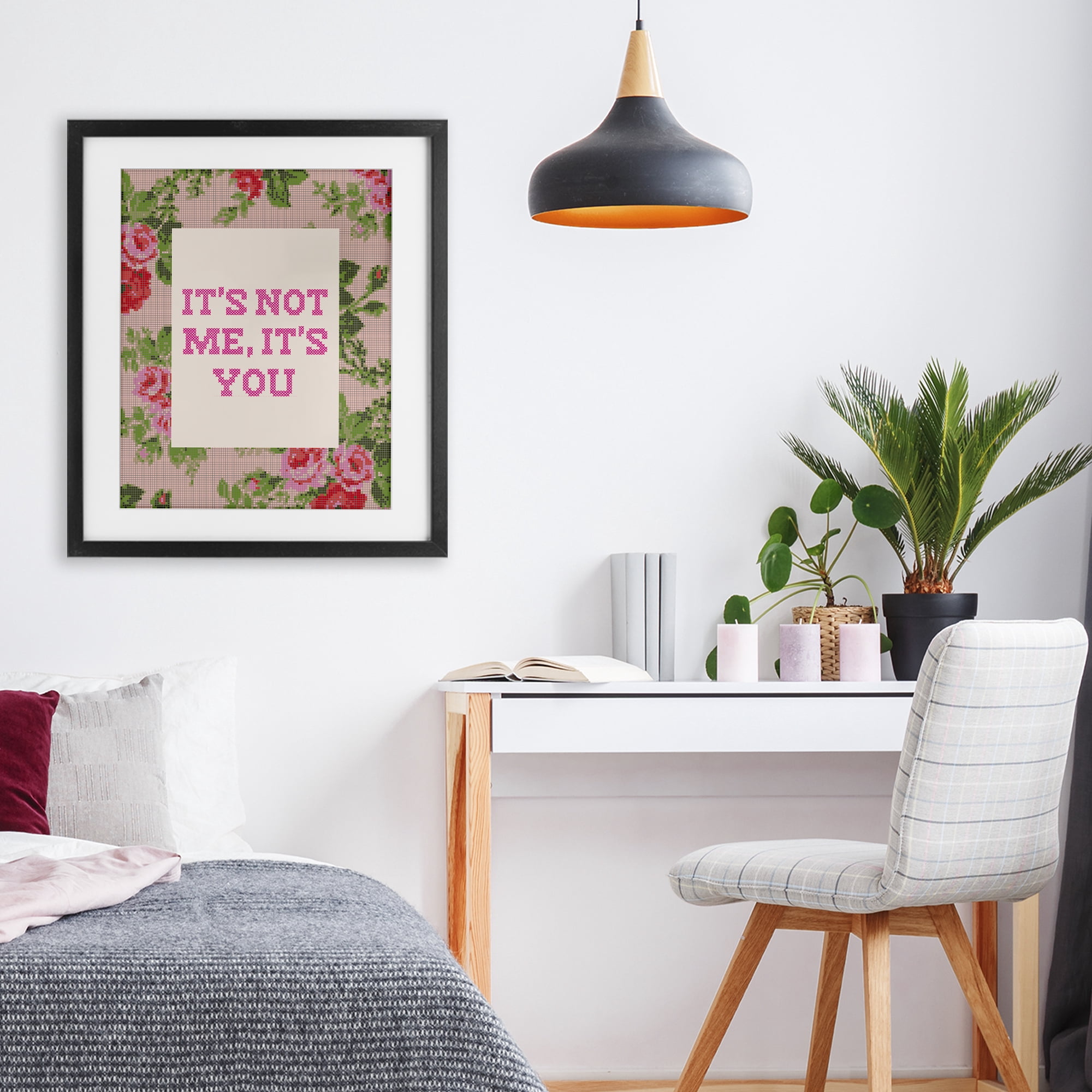 Stupell Industries Not Me It's You Faux Cross Stitch Black Framed Print Under Glass, design by Lil' Rue