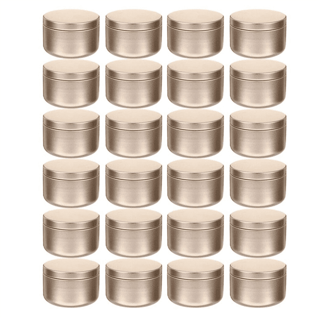 24 Pcs Candle Jar Decorative Labels Empty Storage Tins Candle Tin Can Candlestick Holders Round Tin Containers, A
