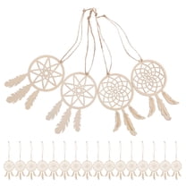 Hemobllo Kids Craft Painting Kit Blank Dream Catchers Ornaments 20Pcs Beige Wooden For