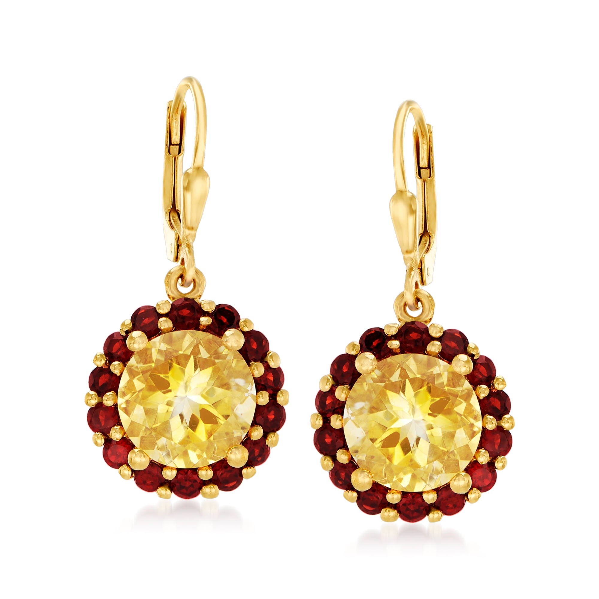 Ross-Simons 7.00 ct. t.w. Citrine and 2.50 ct. t.w. Garnet Flower Drop  Earrings in 18kt Gold Over Sterling - Walmart.com