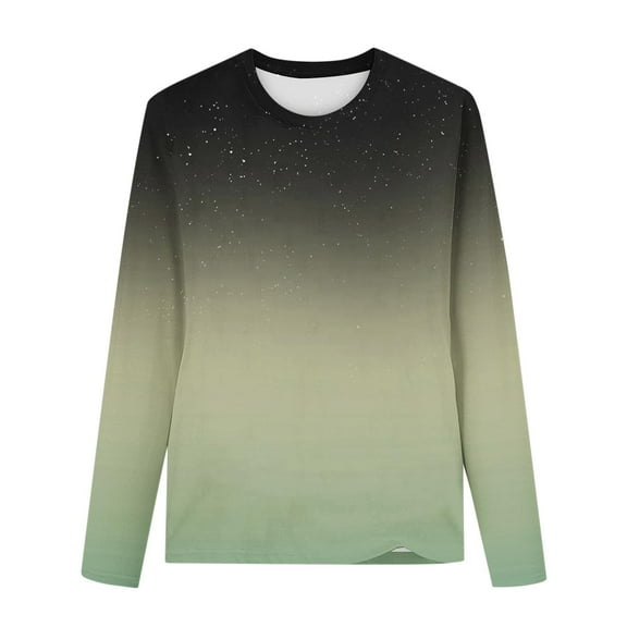 Tao Tao Long Sleeve Shirts For Kids Boys Girls Crewneck Sweatshirt Pullover Casual Tops Trendy Loose Fit Fall Clothing Gradient Blouses Olive Green 5 Years