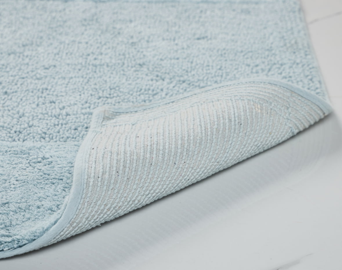 Better Trends 18" x 20" Toilet Lid Cover, 100% Cotton, Extra Soft Tufted Cover, Water Absorbent & Non Slip Bath Mat, (Blue) Granada Collection