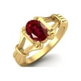 thumbnail image 2 of 925 Sterling Silver Gold Vermeil 7x5mm Oval Shape Ruby Engagement Women Mother's Day Gift Ring, 2 of 4