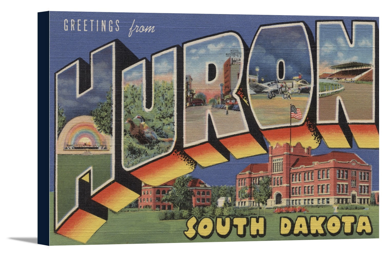 Greetings from Huron, South Dakota (18x11 Gallery Wrapped Stretched