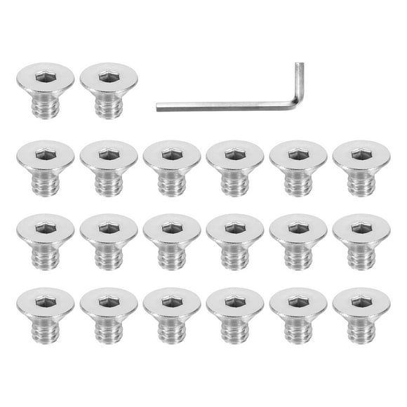 Uxcell 1/4-20 x 3/8" Flat Head Socket Cap Screws 304 Stainless Steel Machine Screws with Hex Spanner 20Pcs