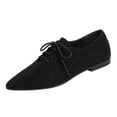 thumbnail image 2 of HTHLVMD Lace Up Dress Flats, Faux Suede Lace Up Pointed Toe Flats Casual Dress Commuting, Decorative Metallic Ankle Strap Single Shoes Holiday Travel Wearing, Classic Comfort Footwear, Black 9, 2 of 6