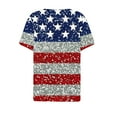thumbnail image 4 of Odbmxy Plus Size Tshirts Women V-Neck Elbow-Length Independence Day Ladies Tops Vacation Summer Loose Striped Casual Button Tops, 4 of 5