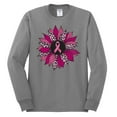 thumbnail image 2 of Wild Bobby Pink Cheetah Print Breast Cancer Carnation Flower Breast Cancer Awareness Men Long Sleeve Shirt, Heather Grey, Large, 2 of 6