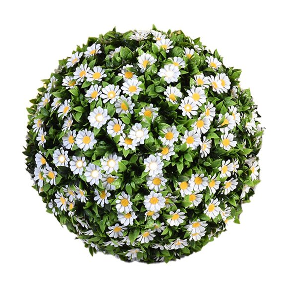 18 Inch Artificial Plant Topiary Ball with Flowers Large Faux Boxwood Balls Outdoor Indoor Round Topiary Balls for Backyard Balcony Garden Wedding and Home Décor