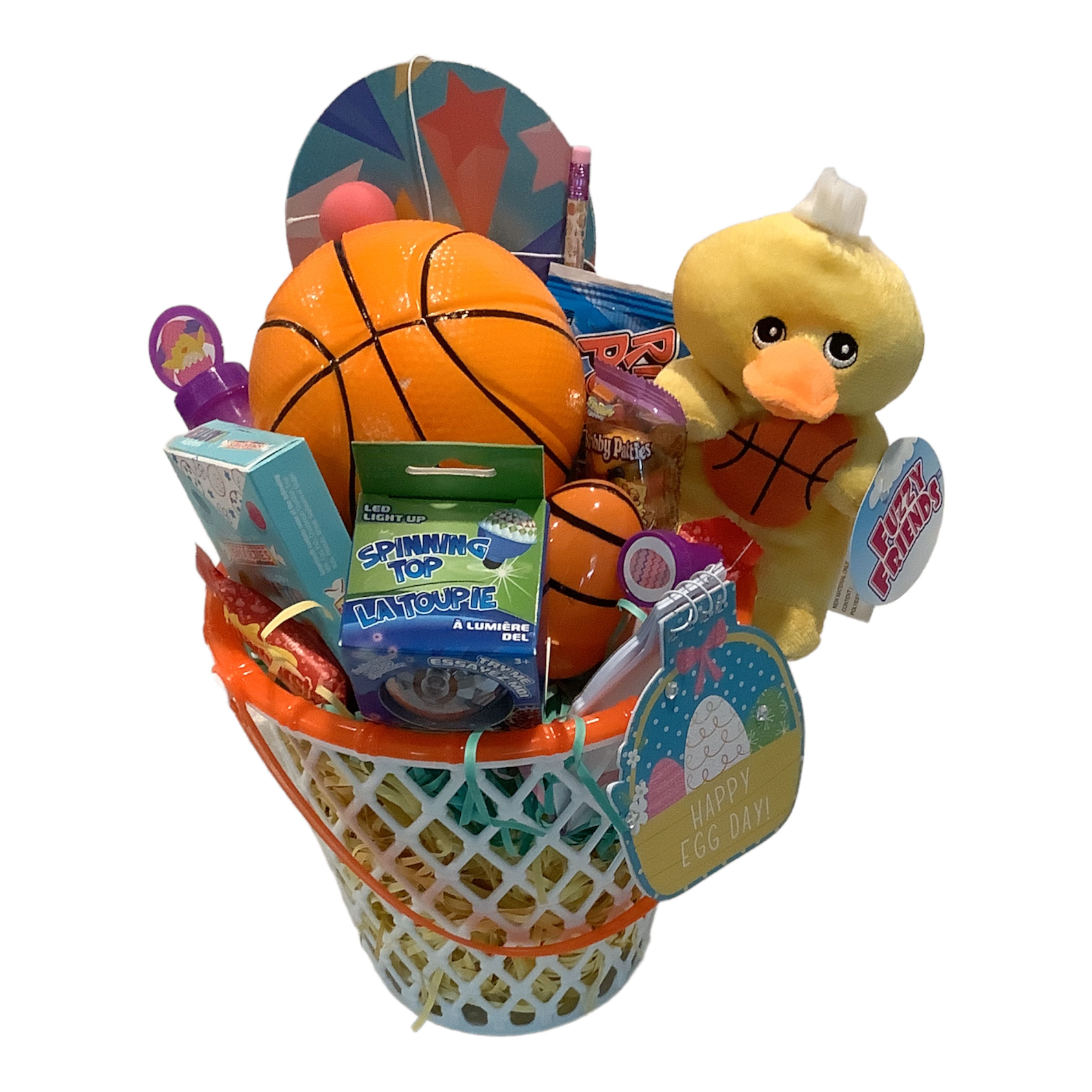 IOS Boys Basketball Sport Themed Premade Ready Made Easter Basket of Prefilled Cool Toys