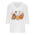 thumbnail image 5 of JTZGDY Halloween Tops for Women Dressy Casual Fall 3/4 Length Sleeve Thanksgiving Day Funny Ghost Pumpkin Printed V Neck Graphic Tunic Shirts Loose Oversized Comfy Pullover Blouse, 5 of 6