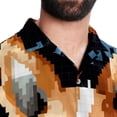 thumbnail image 5 of Pixel Dog Men's Short Sleeve Spread Collar Tops, Casual Button Down Shirts, Printed Summer Beach Shirts, Unisex, 5 of 6