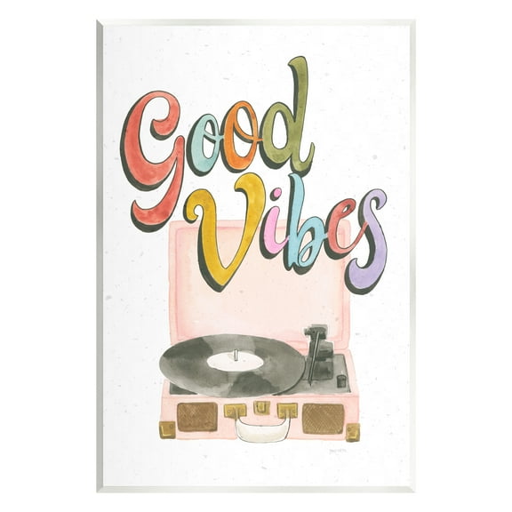 Stupell Industries Retro Good Vibes Turntable Typography Painting Unframed Art Print Wall Art, 10 x 15