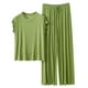 thumbnail image 1 of Conjunto de pijama holgado para mujer: camiseta de manga corta y pantalones con cordón, poliéster y spandex, para todas las estaciones, tallas M-XXL., 1 of 7
