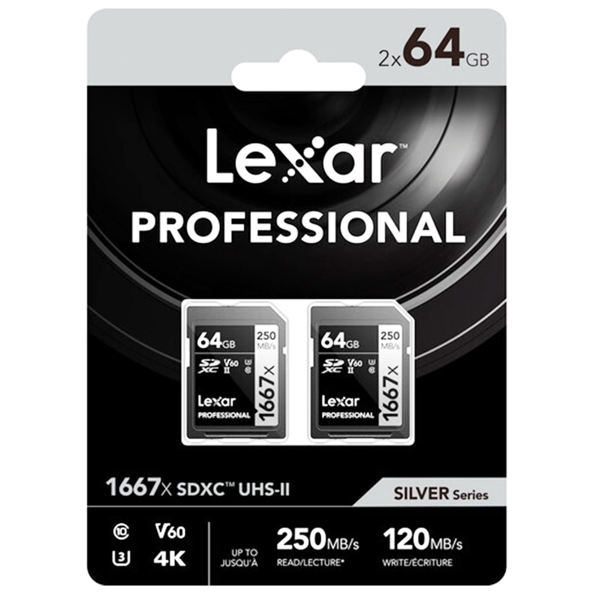 Lexar SILVER Series Professional 1667x 64GB UHS-II SDXC Memory Card, 2-Pack