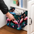 thumbnail image 5 of Flamingo Foldable Clothes Storage Bins with Handle, 10.8"x10.5"x10.6", Large Capacity Toy Box, 5 of 6