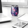 thumbnail image 3 of 12oz Stemless Wine Tumblers Pioneer Flower Floral Print Pattern Vacuum Insulated Stainless Steel Travel Tumbler Cups Mug with Lid and Straw for Champaign,Cocktail,Beer with Cleaning Brush, 3 of 5