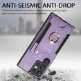 thumbnail image 5 of Nalacover For Samsung S21 Ultra Case Ring Holder Kickstand with Credit Card Holder, Back Flip Premium Leather Magnetic Clasp Removable Wirst Hand Strap Cover for Samsung Galaxy S21 Ultra, Purple, 5 of 15
