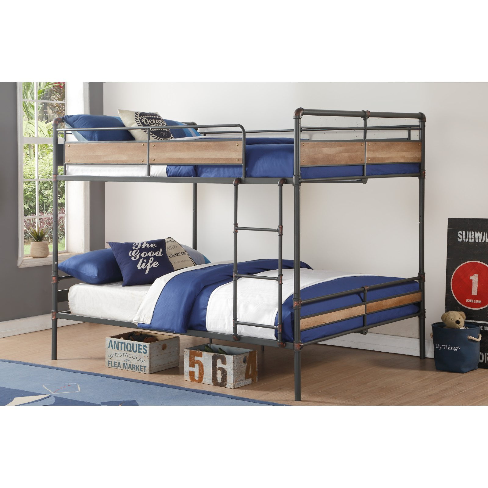 Acme Brantley Ii Queen Over Bunk Bed In Sandy Black Dark Acme Brantley Ii Queen Over Bunk Bed In Sandy Black Dark Bronze Multiple Sizes Com