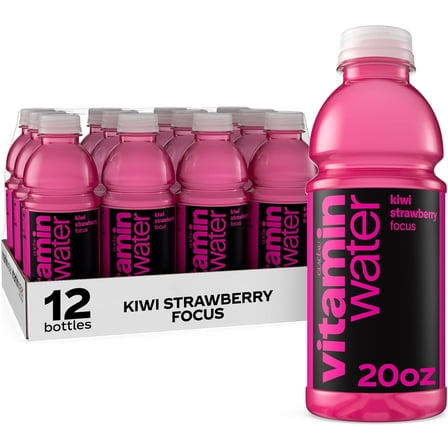 vitaminwater Zero Sugar FOCUS – Case of 12 (20 oz Bottles) | Kiwi Strawberry Flavor | Nutrient Enhanced Hydration Drink with Vitamins & Electrolytes