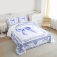 thumbnail image 3 of Feelyou Kids Princess Bowknot Queen Comforter Set, Bohemian Damask Floral Bedding Sets, Western Fashion Ribbon Reversible Bedding Comforter Set, Super Cozy Room Decor, 3-Piece, 3 of 8