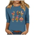 thumbnail image 2 of Inverlee Womens Thanksgiving Shirts Plus Size Turkey Pumpkin Print Tees Comfy 3/4 Sleeve Cotton T-shirts Crewneck Dressy Casual Blouse Tops, 2 of 4