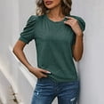 thumbnail image 6 of BiZtdJrK Women Dressy Casual T Shirts Puff Short Sleeve Summer T Shirt Crew Neck Fashion Casual Tunic Tops Green XL, 6 of 8