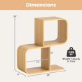 thumbnail image 5 of 2-Tier S-Shaped Bamboo Bookcase with 2 Open Cubes for Living Room Study, 5 of 10