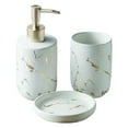 thumbnail image 1 of Juego de accesorios de baño CERÁMICA Dispensador de jabón líquido con aspecto de mármol Vaso, Blanco 3 piezas, 1 of 8