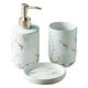 thumbnail image 1 of Juego de accesorios de baño de cerámica con efecto mármol, dispensador de loción y jabonera. Blanco 3 piezas, 1 of 8