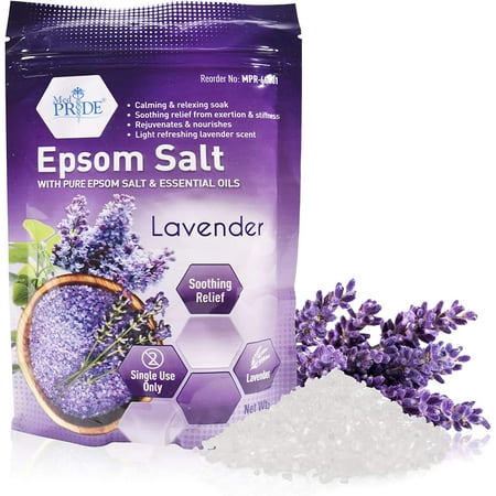 MED PRIDE Epsom Salt for Bath and Feet, Menthol Foot Soak with Essential Oils, Lavender, 19.2 oz, Pack of 1