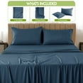 thumbnail image 3 of Lux Decor Collection King Rayon from Bamboo Blend Sheets Set - 4 Piece Cooling Bed Sheets Set, Navy Blue, 3 of 9