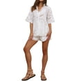 thumbnail image 2 of Michellecmm  Women’s 2 Piece Outfits Graphic Short Sleeve Button Shirt + Shorts, 2 of 9
