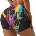 thumbnail image 2 of Kdxio Neon Gothic Skull Moon Print Workout Shorts for Women Seamless Soft Smooth Gym Yoga Scrunch Active Shorts, 2 of 5
