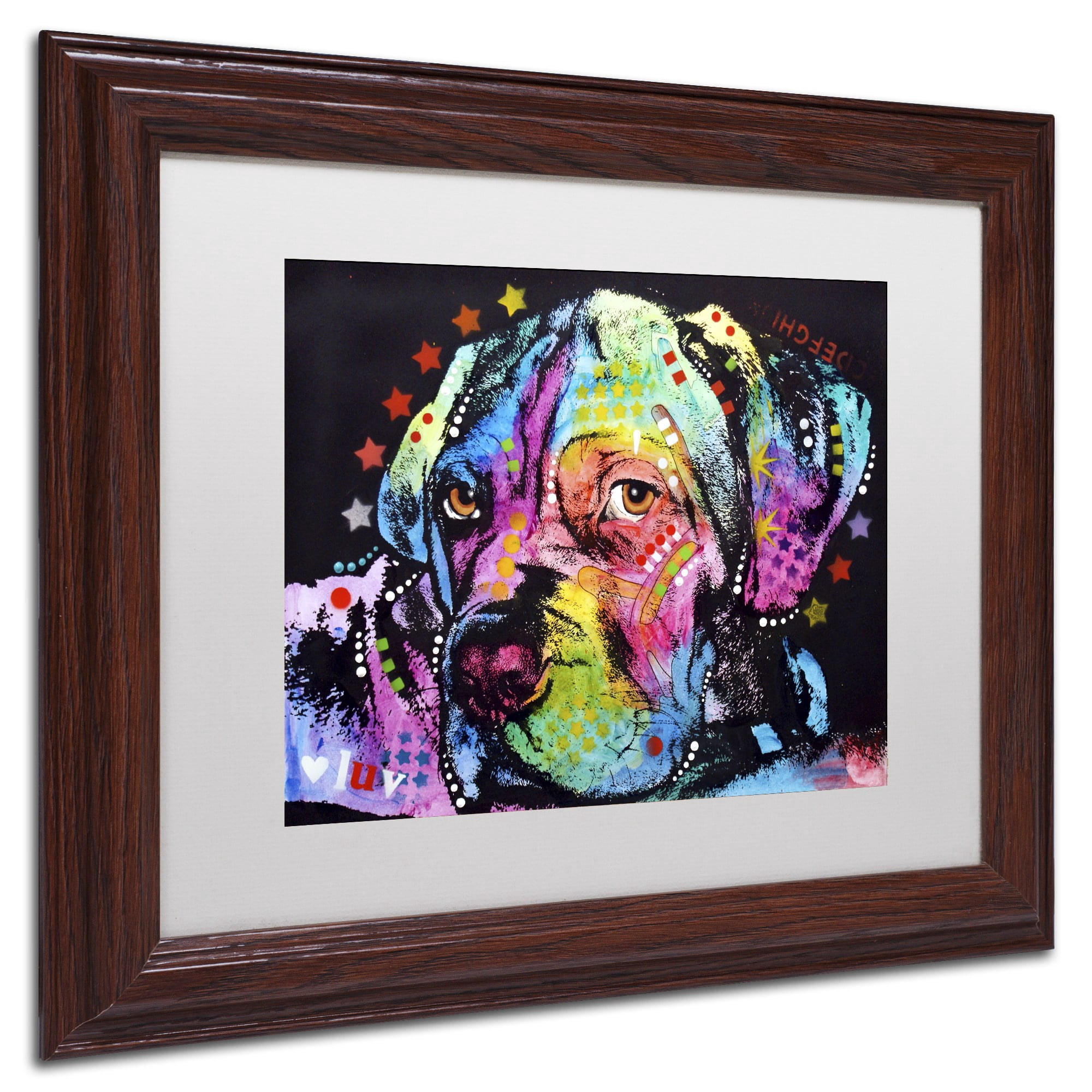 Trademark Fine Art "Young Mastiff" Canvas Art by Dean Russo, White Matte, Wood Frame