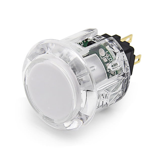 Cateissary Botón pulsador LED Cool Small Rocker Buttons Multiusos Diseño especial de moda Arcade Press Gaming Game Machine Arcades Videojuegos y accesorios Blanco transparente, luz azul 30 mm