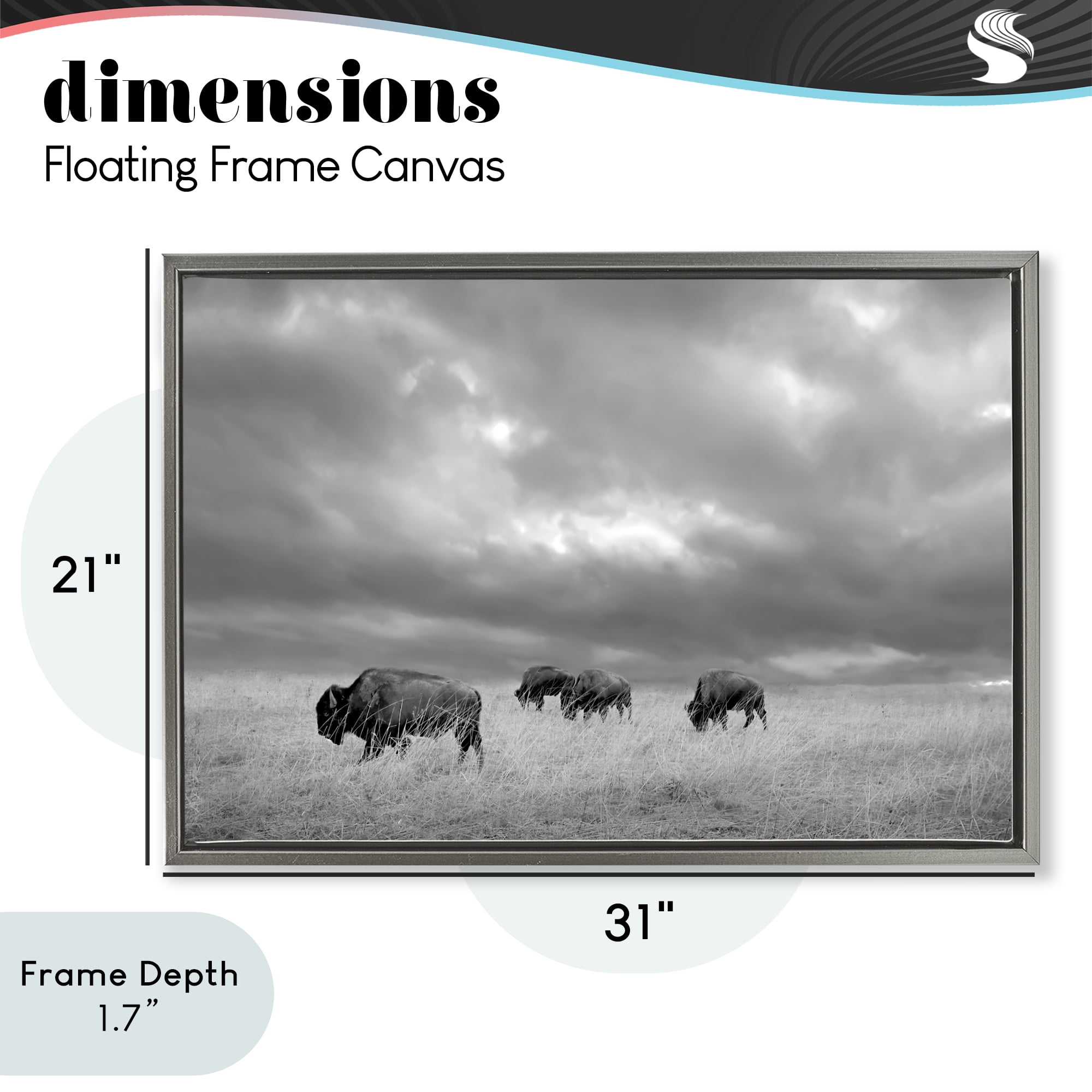 Stupell Industries Bisons Under an Autumn Sky Gray Framed Floater Canvas Wall Art, design by Steve Toole