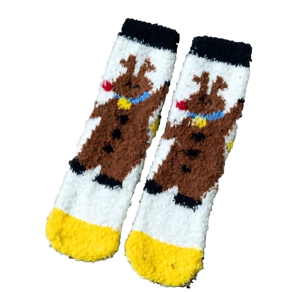 CPNG Ugly Christmas Socks for Boys Girls Festive Patterns Striped Fuzzy Socks Cute Coral Fleece Cozy Warm Crew Socks Christmas Fluffy Slipper Sock
