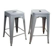 AmeriHome 2 Piece 24-inch Silver Finish Metal Backless Bar Stools