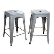 AmeriHome Loft Silver 24 Inch Metal Bar Stool 2 Piece by Buffalo Corp