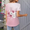 thumbnail image 4 of DeHolifer Womens Tops Summer Casual Floral Printed Crewneck Button Up Pleated Lightweight Loose T-Shirts Pink M, 4 of 6