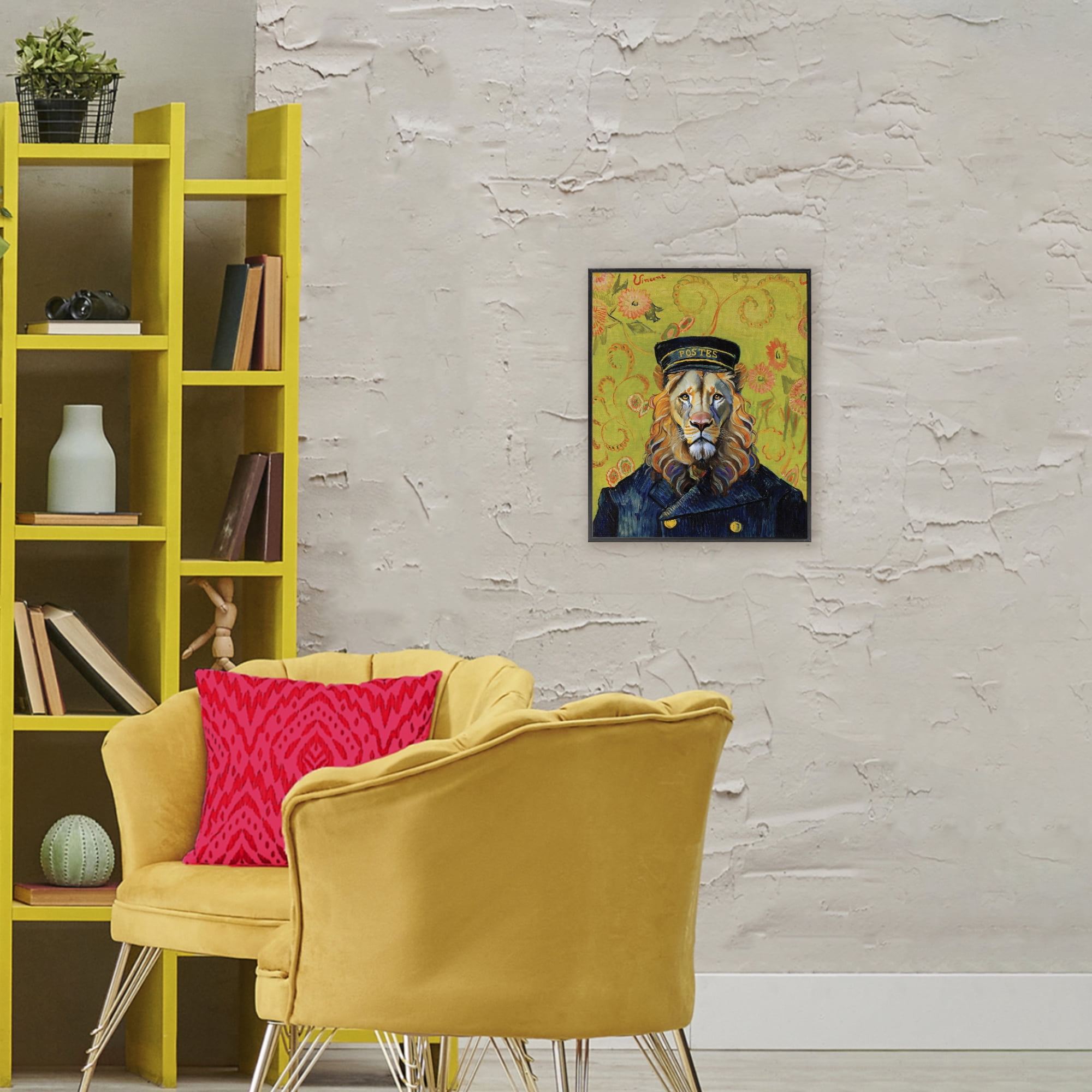 Stupell Industries French Lion Postmaster Black Framed Giclee Art, design by Grotto Studios