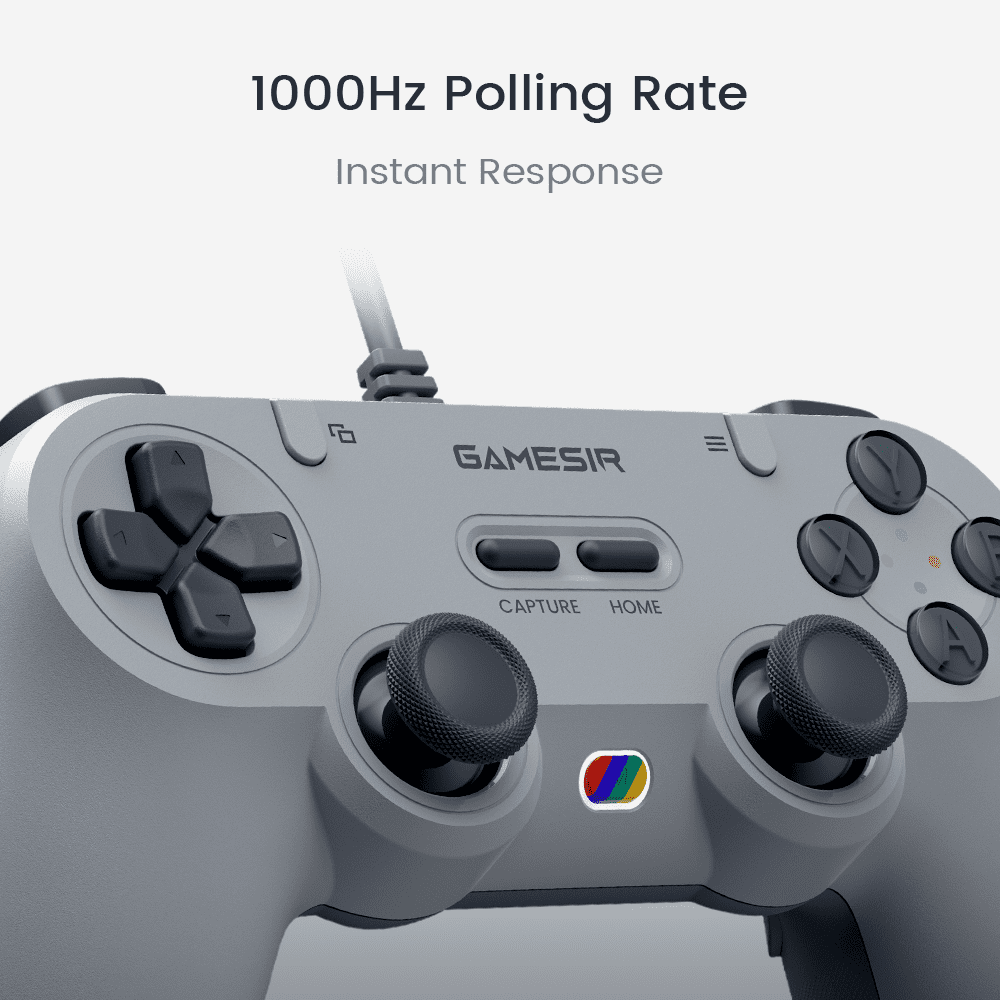GameSir Tegenaria Lite Wired Game Controller For Switch, Switch2, Android, iOS, PC, Steam With Hall Effect Sticks, 1000Hz Polling Rate, Dual Rumble Motors, Mappable Back Buttons-Retro Gray